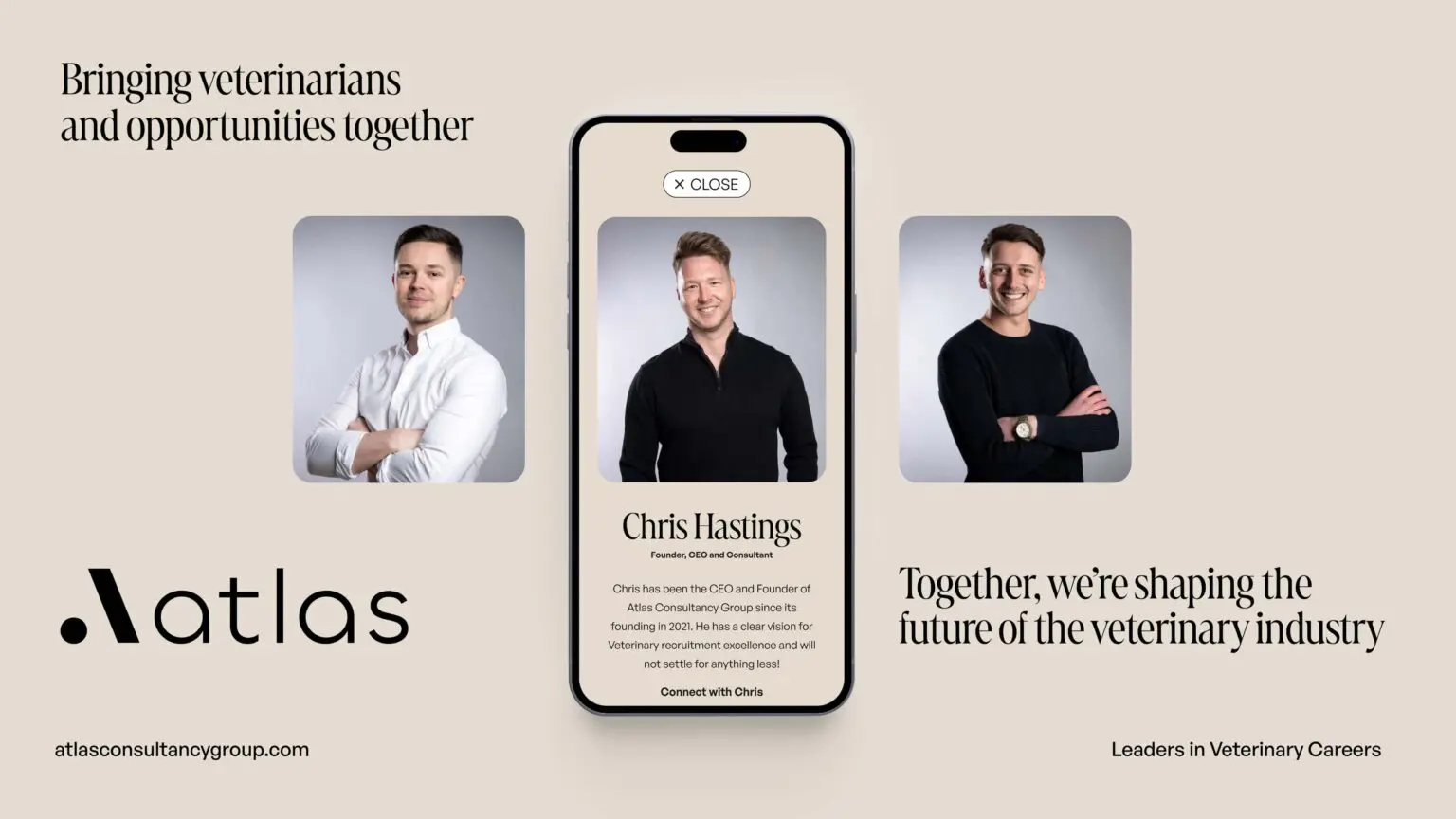 Atlas Veterinary Recruitment Specialists branding design and web design by Bluestone98