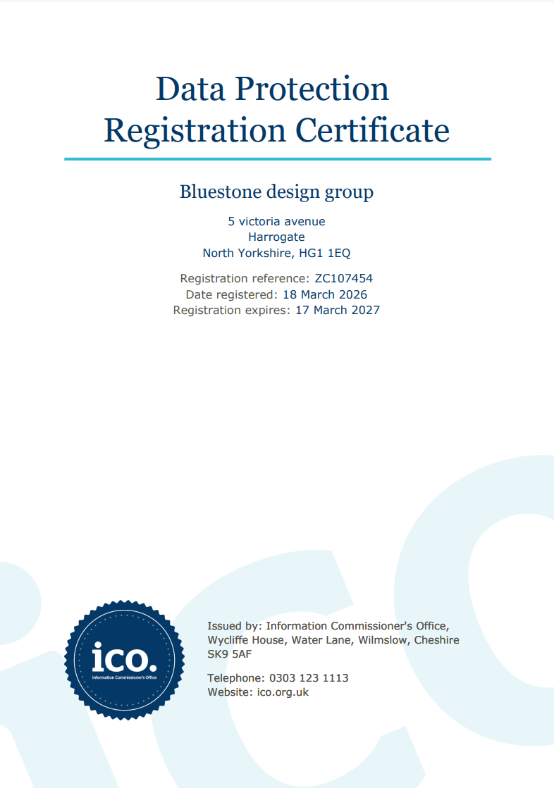 Data Protection Registration Certificate Bluestone98